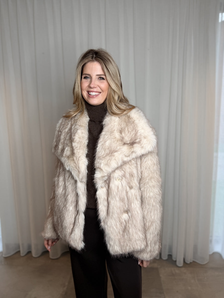 CATO TU FAUW FUR JAS BEIGE