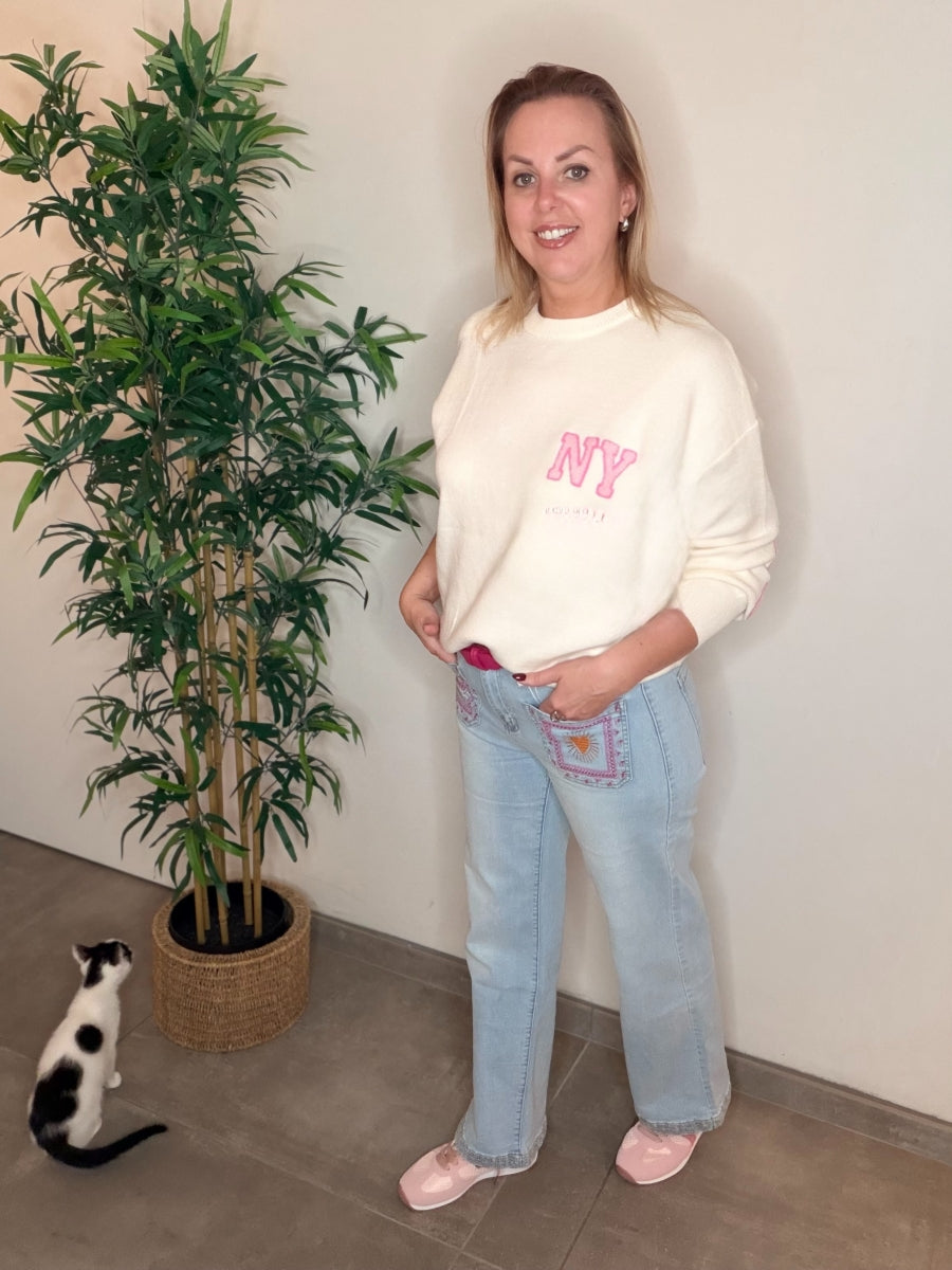 FLORINE WIDE LEG JEANS LICHTBLAUW