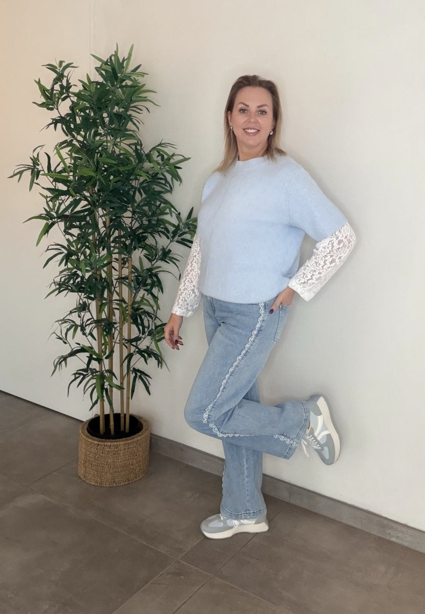 GWEN BROEK JEANS MET KANTEN DETAIL