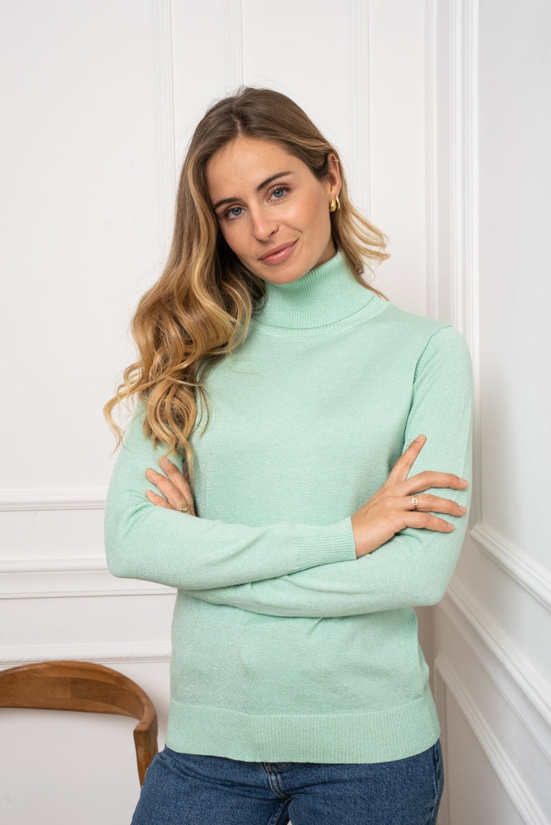 HANNAH PULL MET HOGE KRAAG MINT