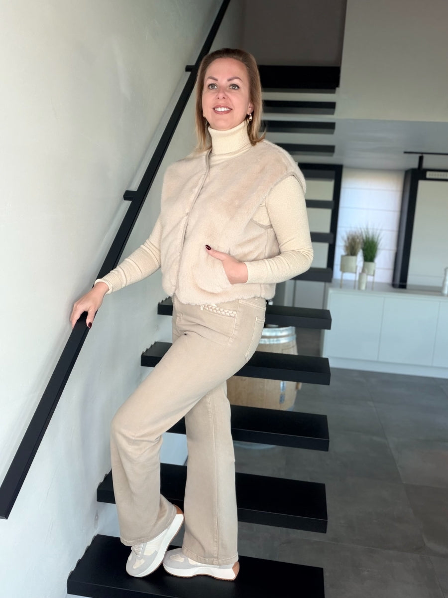 HANNAH PULL MET HOGE KRAAG BEIGE