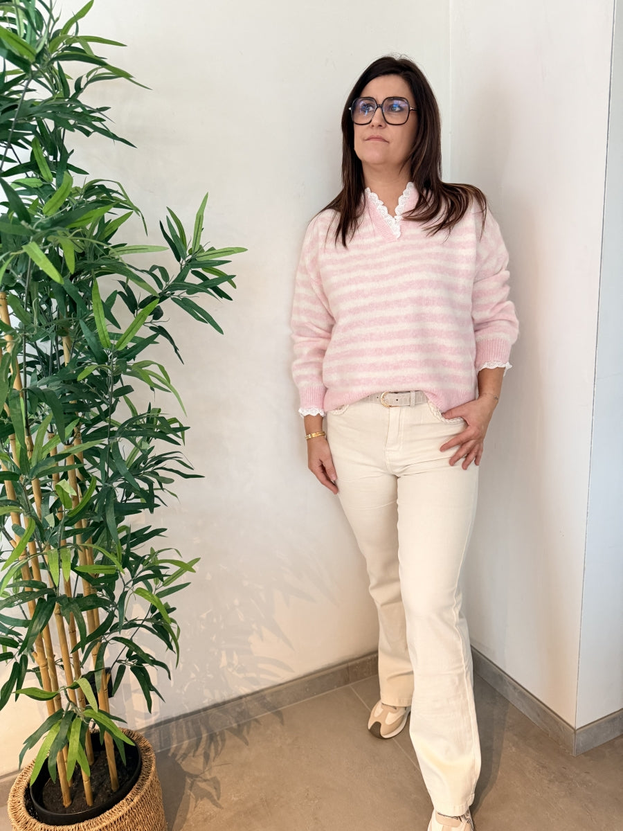 GISLA TU PULL ROZE ECRU