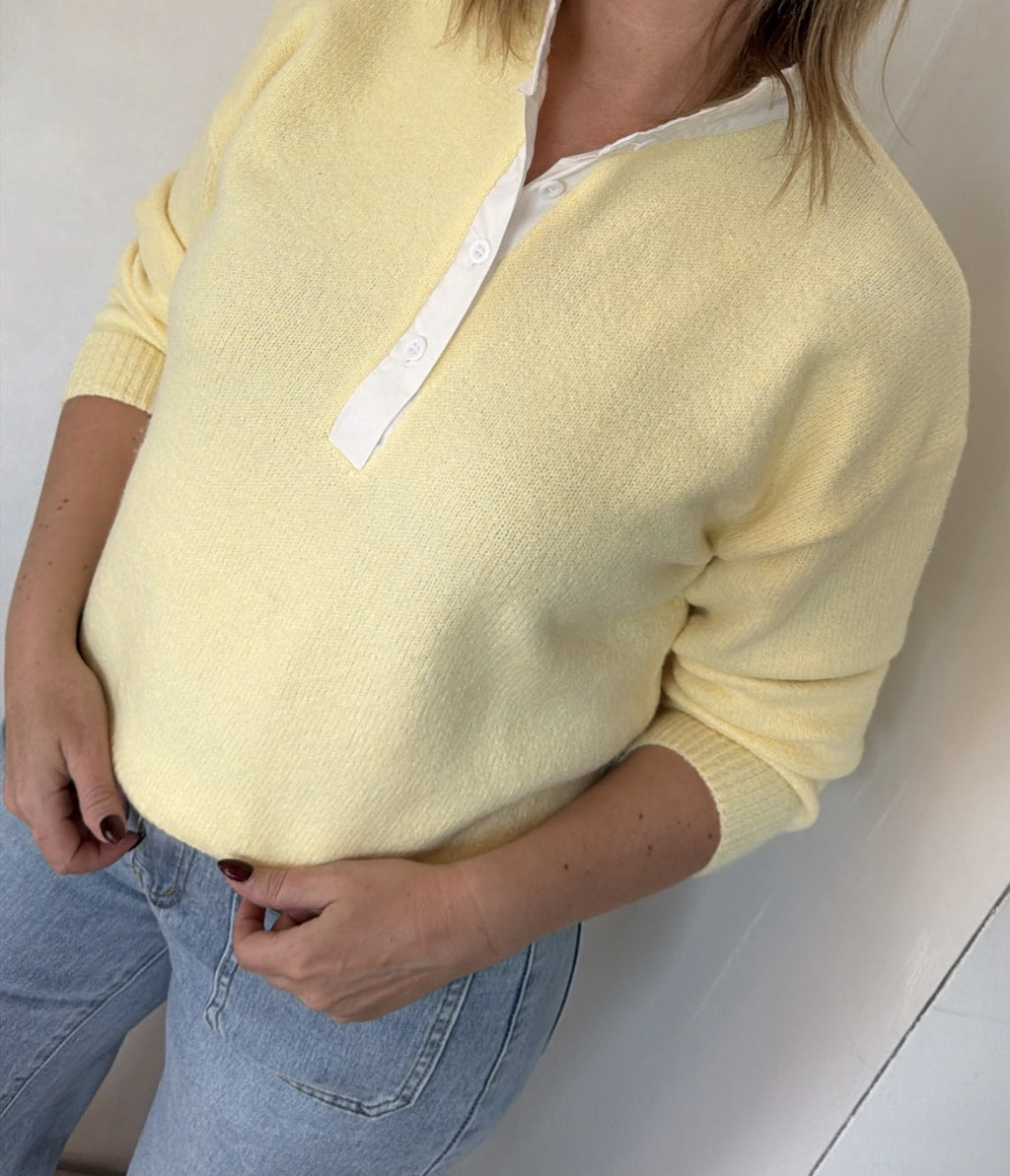 GIONA TU PULL MET HEMD DETAIL GEEL