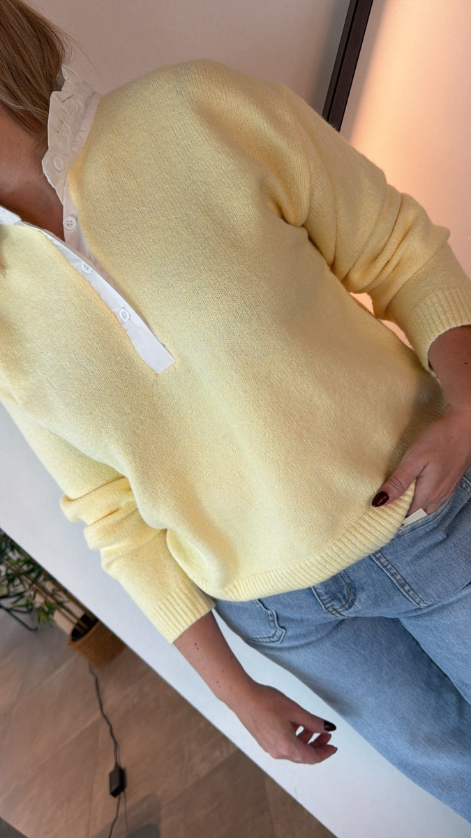 GIONA TU PULL MET HEMD DETAIL GEEL